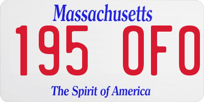 MA license plate 195OF0