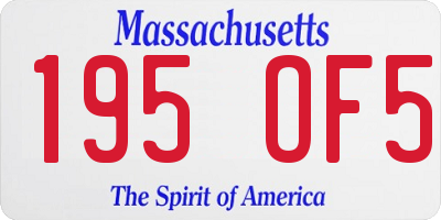 MA license plate 195OF5
