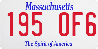 MA license plate 195OF6
