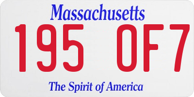 MA license plate 195OF7