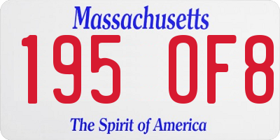 MA license plate 195OF8