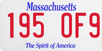 MA license plate 195OF9