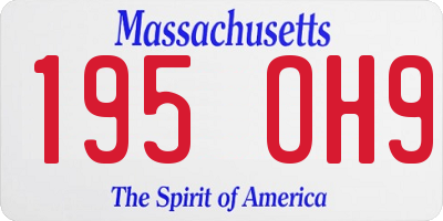 MA license plate 195OH9