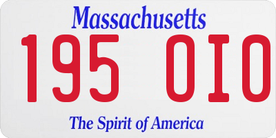 MA license plate 195OI0