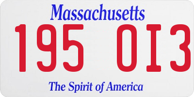 MA license plate 195OI3