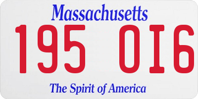 MA license plate 195OI6