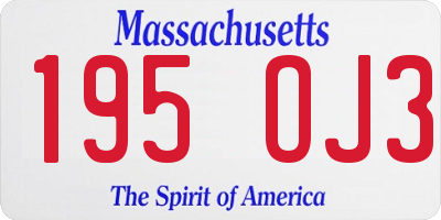 MA license plate 195OJ3