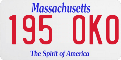 MA license plate 195OK0