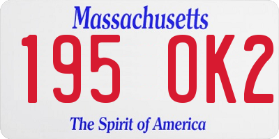 MA license plate 195OK2
