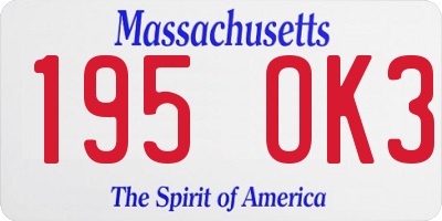MA license plate 195OK3