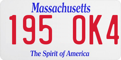 MA license plate 195OK4