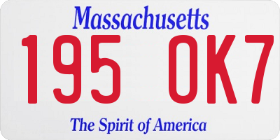 MA license plate 195OK7