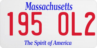 MA license plate 195OL2