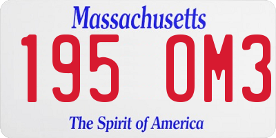 MA license plate 195OM3