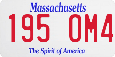 MA license plate 195OM4