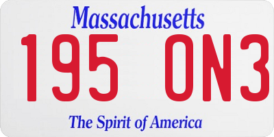 MA license plate 195ON3