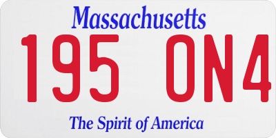 MA license plate 195ON4