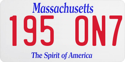 MA license plate 195ON7