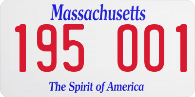MA license plate 195OO1