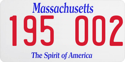 MA license plate 195OO2