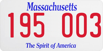 MA license plate 195OO3