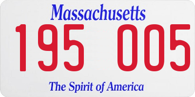 MA license plate 195OO5
