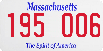 MA license plate 195OO6