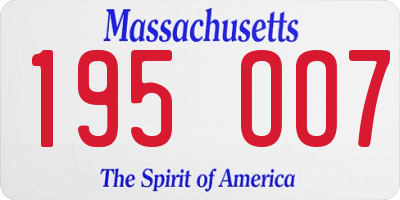 MA license plate 195OO7