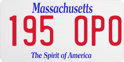 MA license plate 195OP0