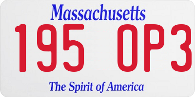 MA license plate 195OP3