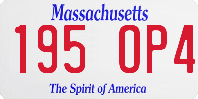 MA license plate 195OP4