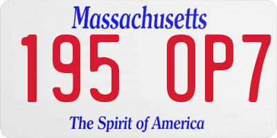 MA license plate 195OP7