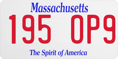 MA license plate 195OP9