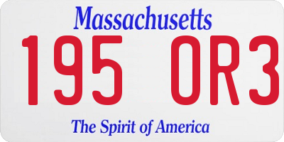 MA license plate 195OR3