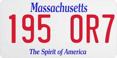 MA license plate 195OR7
