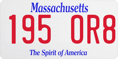 MA license plate 195OR8