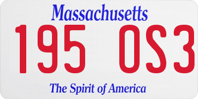 MA license plate 195OS3