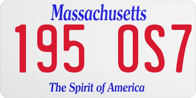 MA license plate 195OS7