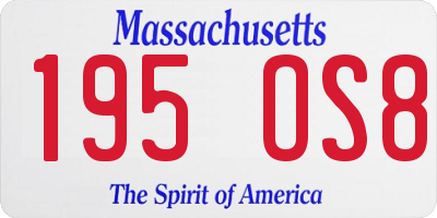 MA license plate 195OS8
