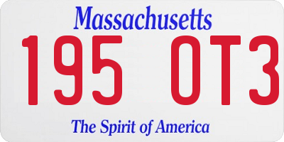 MA license plate 195OT3