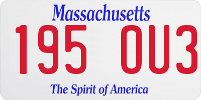 MA license plate 195OU3