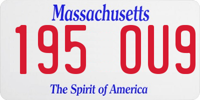 MA license plate 195OU9