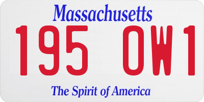 MA license plate 195OW1