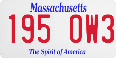 MA license plate 195OW3