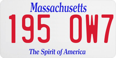 MA license plate 195OW7
