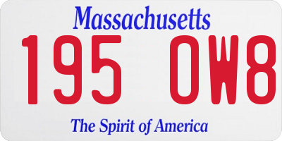 MA license plate 195OW8