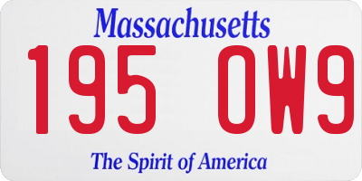 MA license plate 195OW9