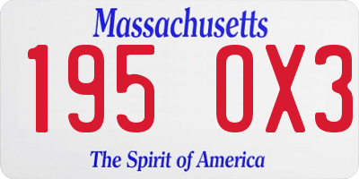 MA license plate 195OX3