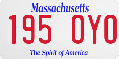 MA license plate 195OY0