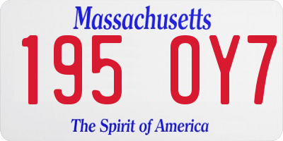 MA license plate 195OY7